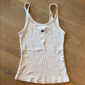 ALO Yoga White Ribbed Tank Top